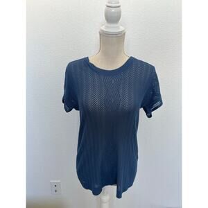 Christopher & Banks Blue Short-Sleeve Knit Top - S